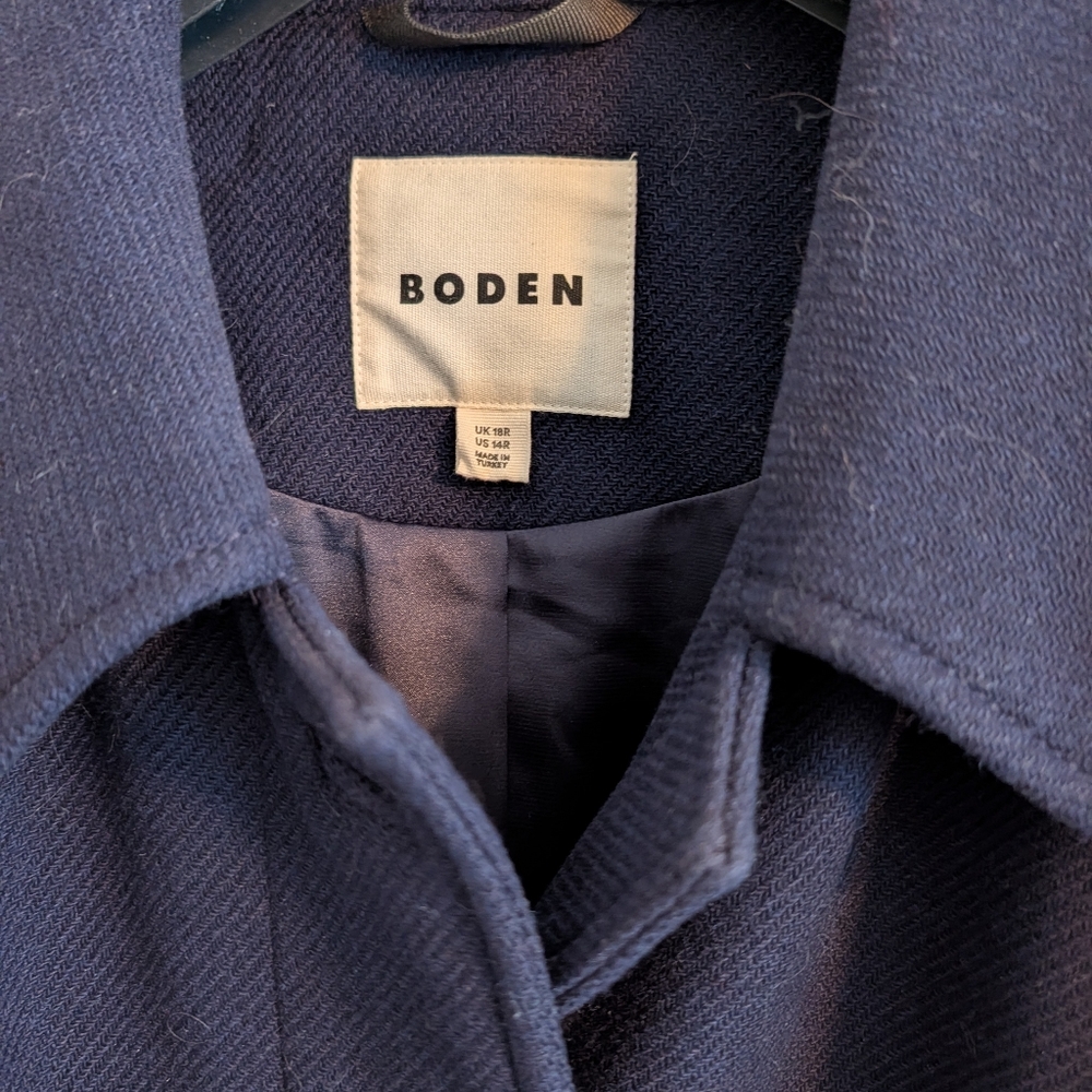 Boden Navy Durham Wool Collared Coat, 14R - Picture 5 of 9